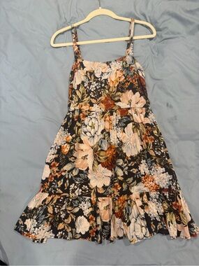 Girls Floral Sundress - Black Floral Print